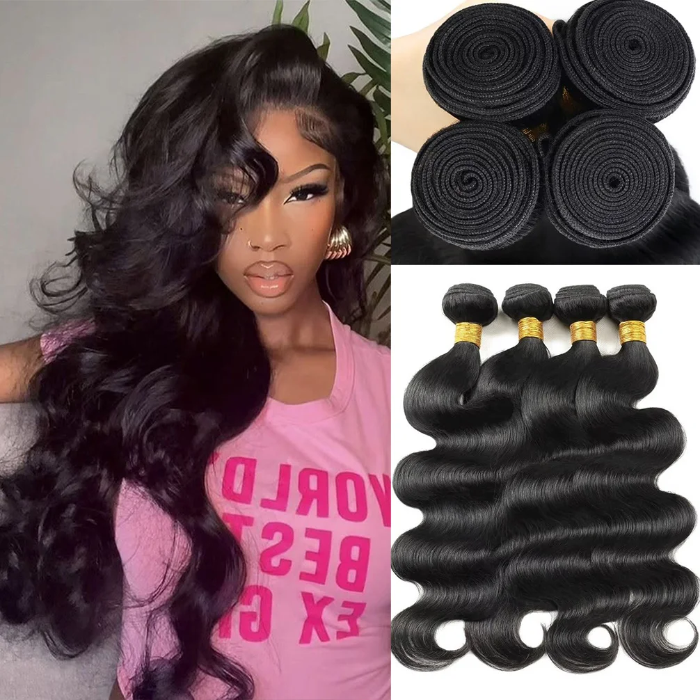 

12A Body Wave Bundles Human Hair 100％ Unprocessed Brazilian Virgin Hair Extensions 4 Bundles Human Hair For Woman