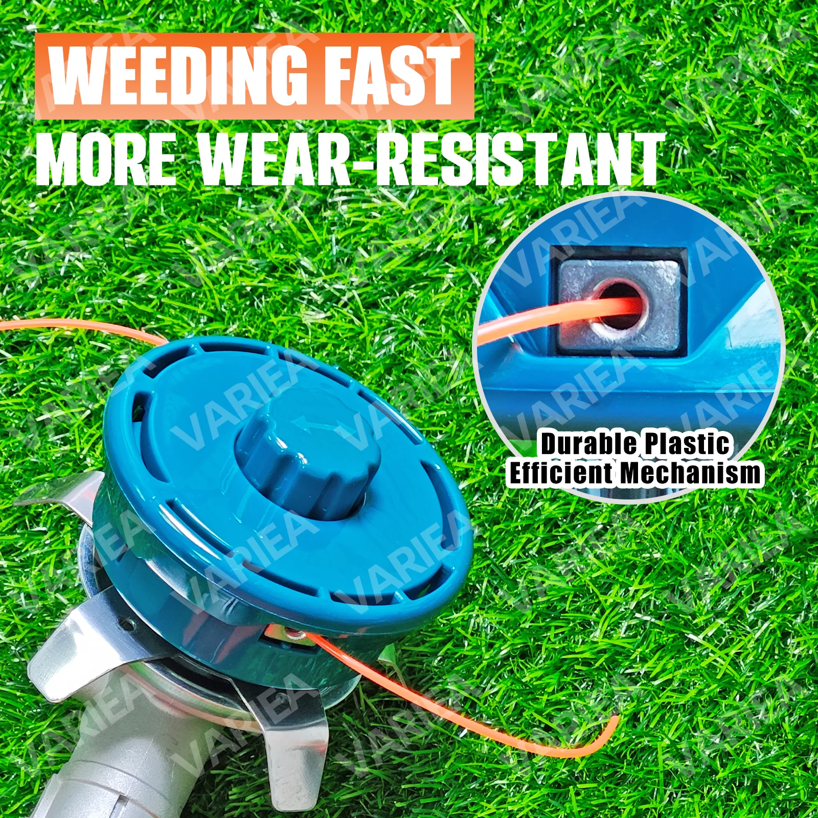 VARIEA- high-quality blue trimming head - M10*1.25LHF, compatible with most models, made of durable plastic, suitable for gasoli