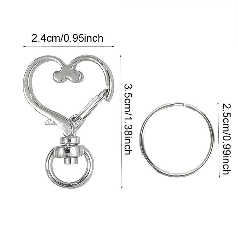 Bulk Heart Trigger Clips with 25mm Split Rings (10 Pack) – Romantic Themed Hardware for Valentine Gifts, Purse Attachments TMZ