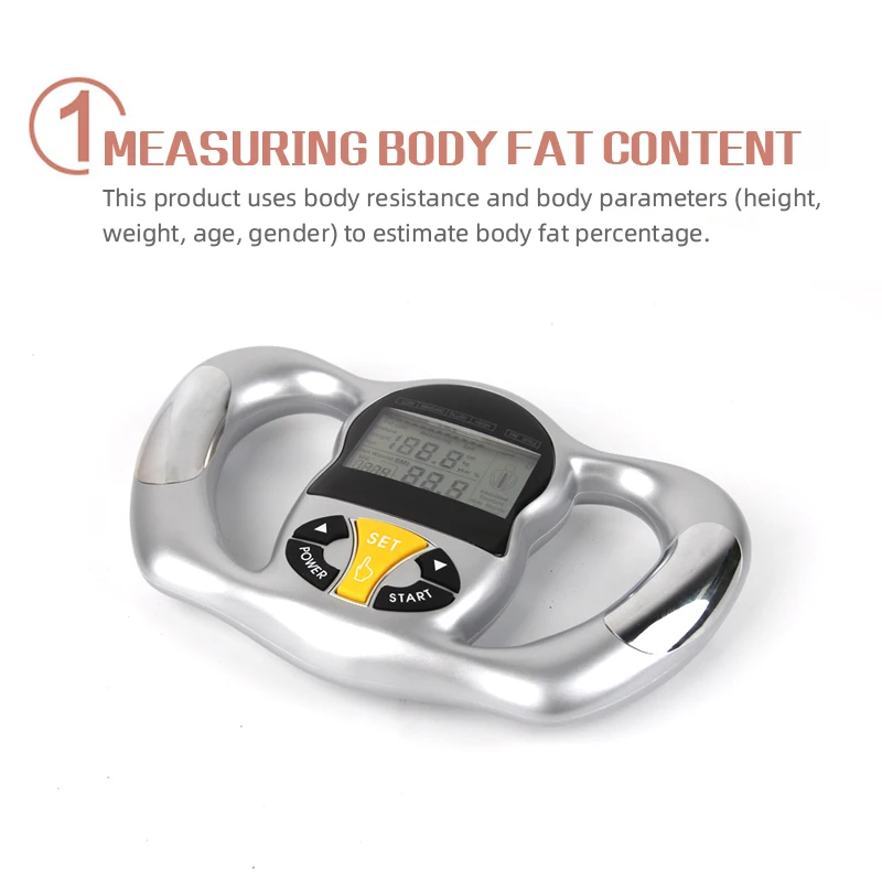 Handheld Portable Hand-Held 6Seconds LCD Digital Monitor BMI Fat Analyzer Weight Loss Meter Calorie Calculator HealthyCare Tools