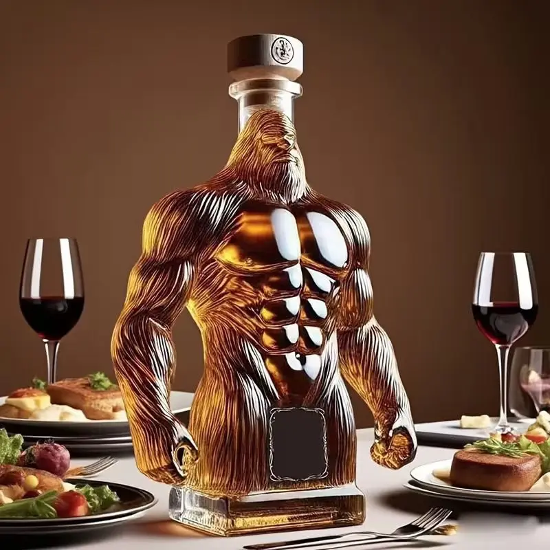 

Strong Gorilla Shaped Fun Whiskey Empty Glass Transparent Bottle Bar Display Home Decoration 2026