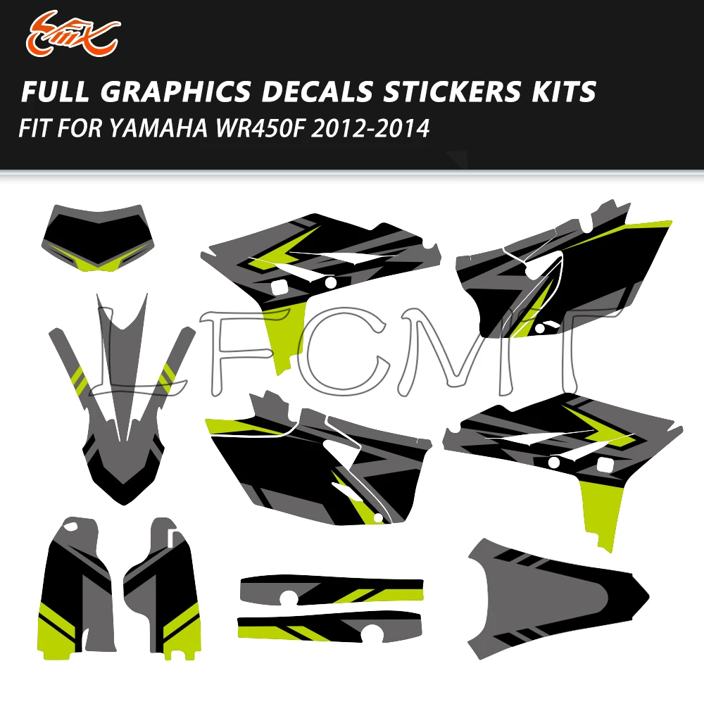 

Motocross Decor Background Graphics Decals Stickers kits Fit for Yamaha WRF450 WR 450 F WR450F 2012 2013 2014 2015 Custom Number