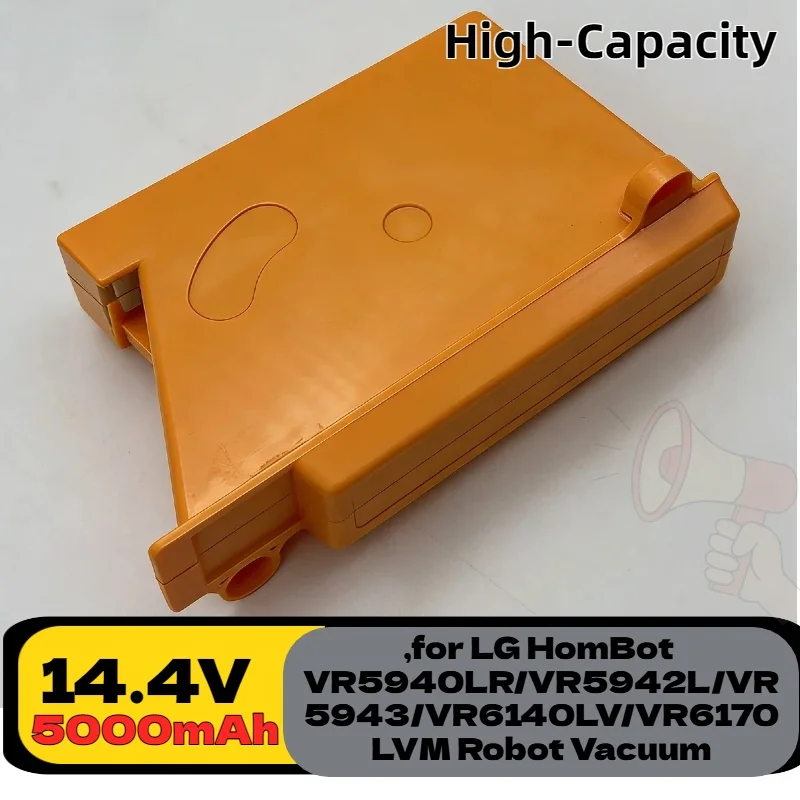 Batería de iones de litio compatible de 14,4 V: alta capacidad de 5000 mAh, para aspiradora LG HomBot VR5940LR/VR5942L/VR5943/VR6140LV/VR6170LVM