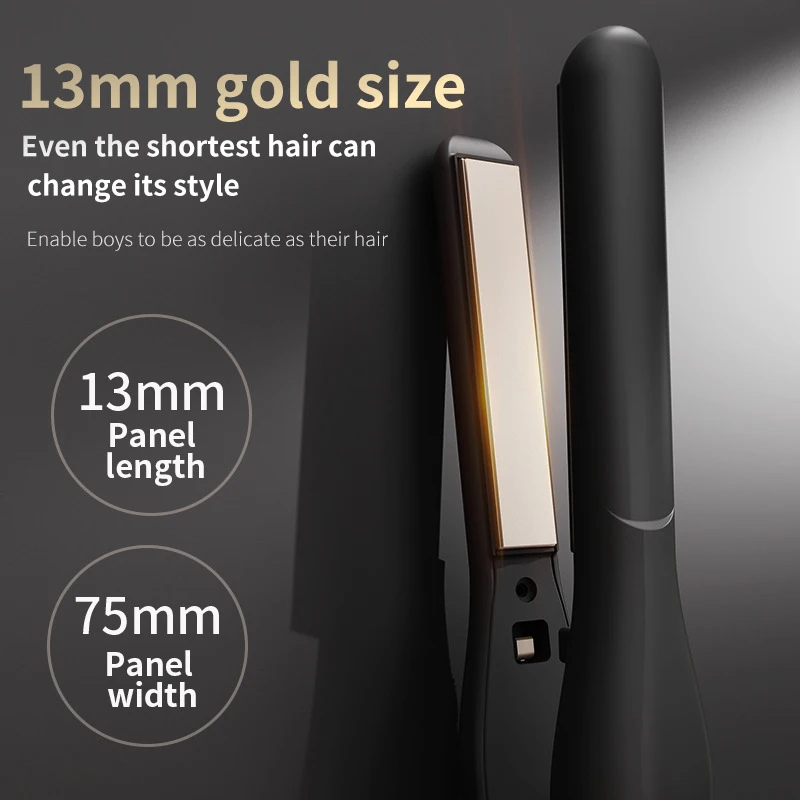 Rechargeable Slim Wireless Hair Straightener Men's short hair curling iron