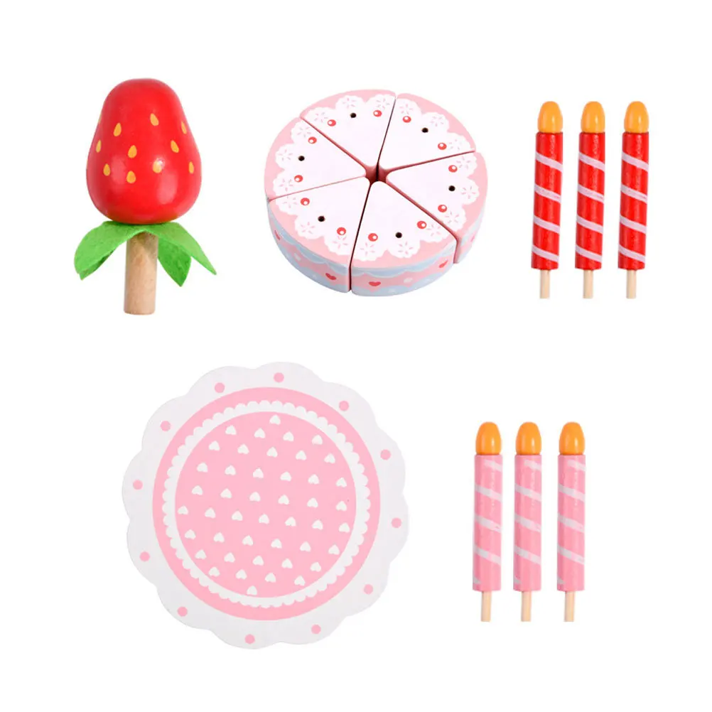 1세트 나무 주방 생일 케이크 자르기 놀이 세트 조기 교육 시뮬레이션 음식 자르기 가족 상호작용 재미있는 색상