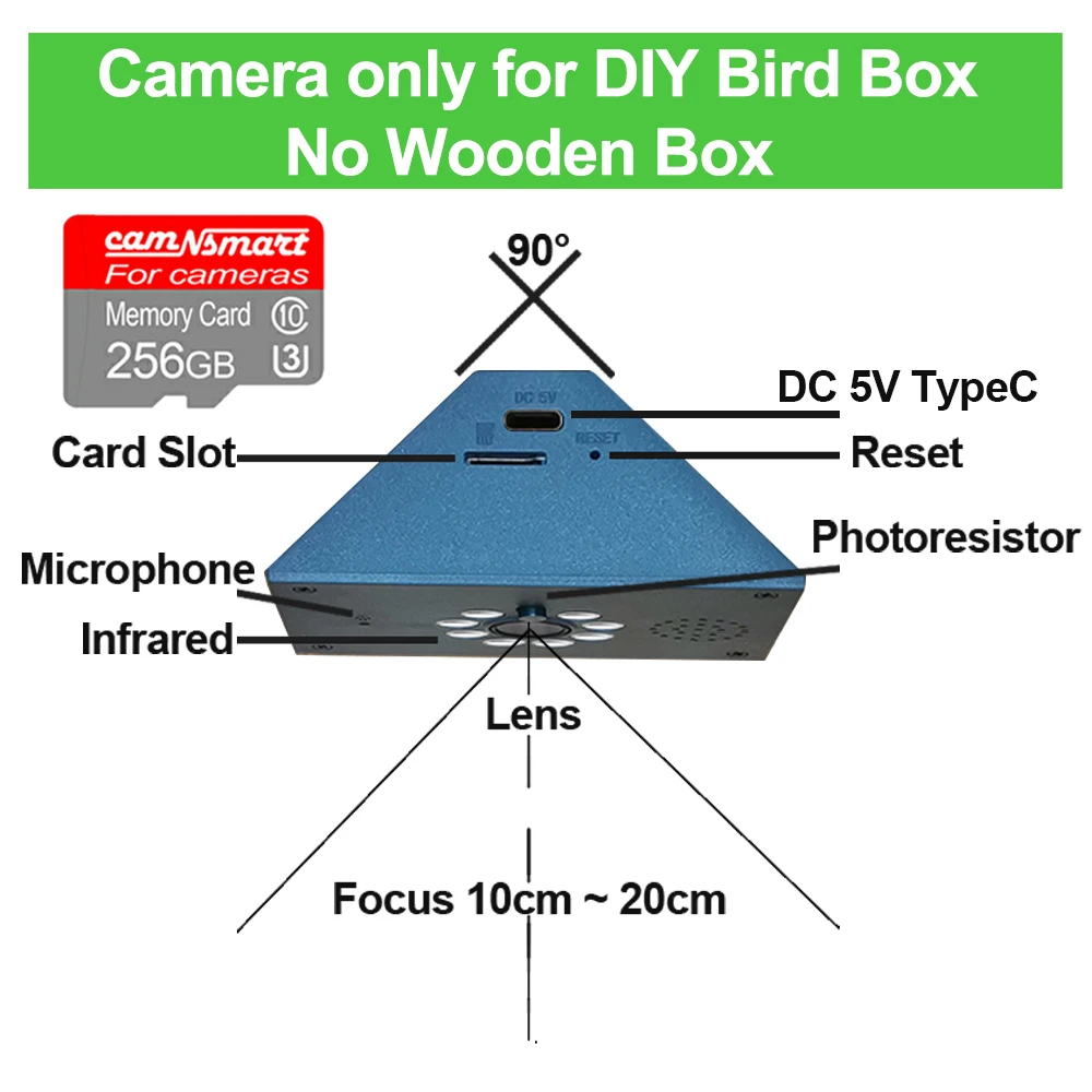 Tuya Smart Life WiFi HD Camera voor Vogelhuis, Draadloze APP Afstandsbediening, Live View, Nachtzicht, Plug-in Voeding, Eenvoudige Installatie, DIY Cadeau