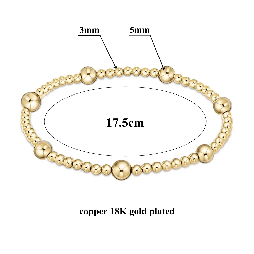 Großhandel Armbänder für Frauen, Perlen, Wasserdicht, 18K Vergoldet, Akzent-Armband, Minimalistischer Schmuck, 3mm & 5mm Mix Perlenarmbänder – Detail 1