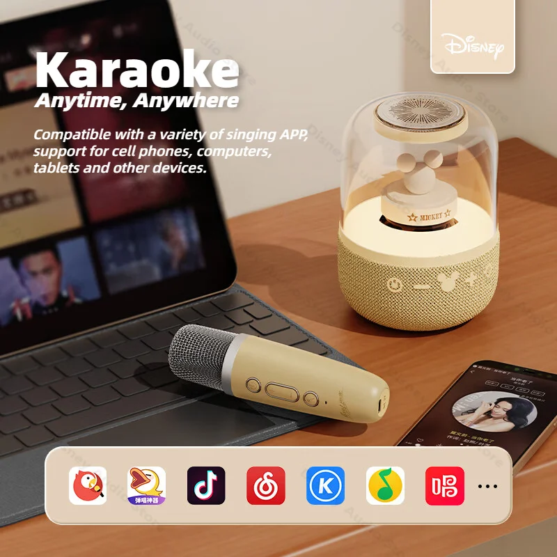 Disney S20 Mini Portable Bluetooth Speaker Karaoke Machine Home Party Karaoke Speaker Wireless Microphone Support TF Card/AUX