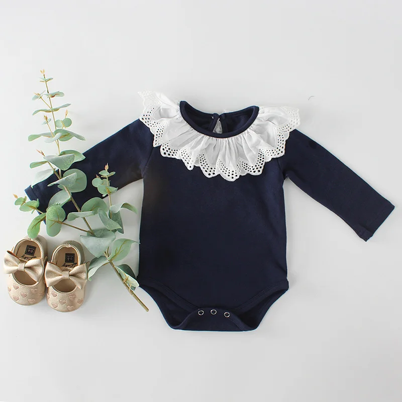 Newborn Baby Rompers For Baby Girl Romper Long Sleeve Clothes Sweet Lace Collar Girls Jumpsuit Spring Autumn Baby Boys Romper