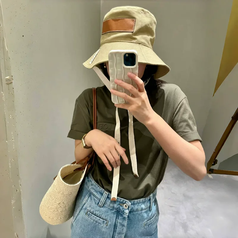 Canvas Bucket Hat for Women Fashion Trend Lace Up Fisherman Hat Summer Outdoor Leisure Sunshade Hat Beach Hat