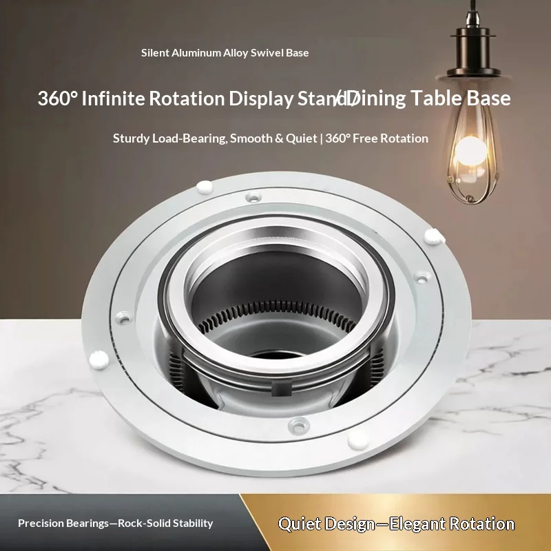 Silencing Aluminum Alloy Rotary Table 360° Rotating Bottom Seat Hardware for Display Cabinet Dining Table Machinery Equipment