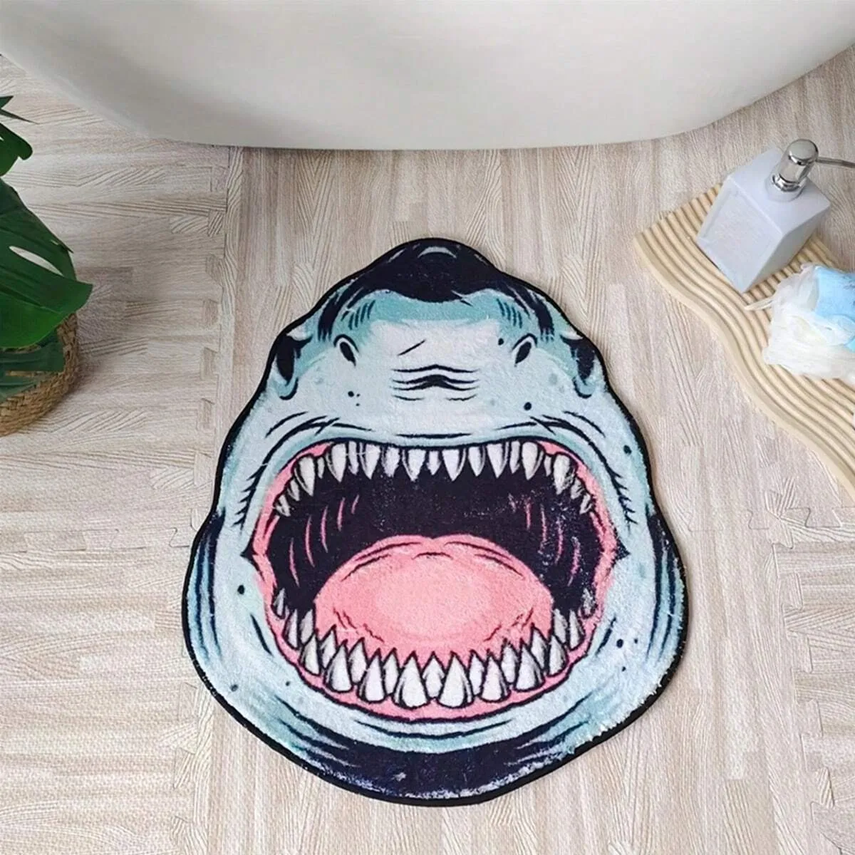 VIKAMA Creative Shark Carpet Comfortable Soft Washable Bedside Rug Bathroom Foot Mat Room Decoration Floor Mat Home Decor