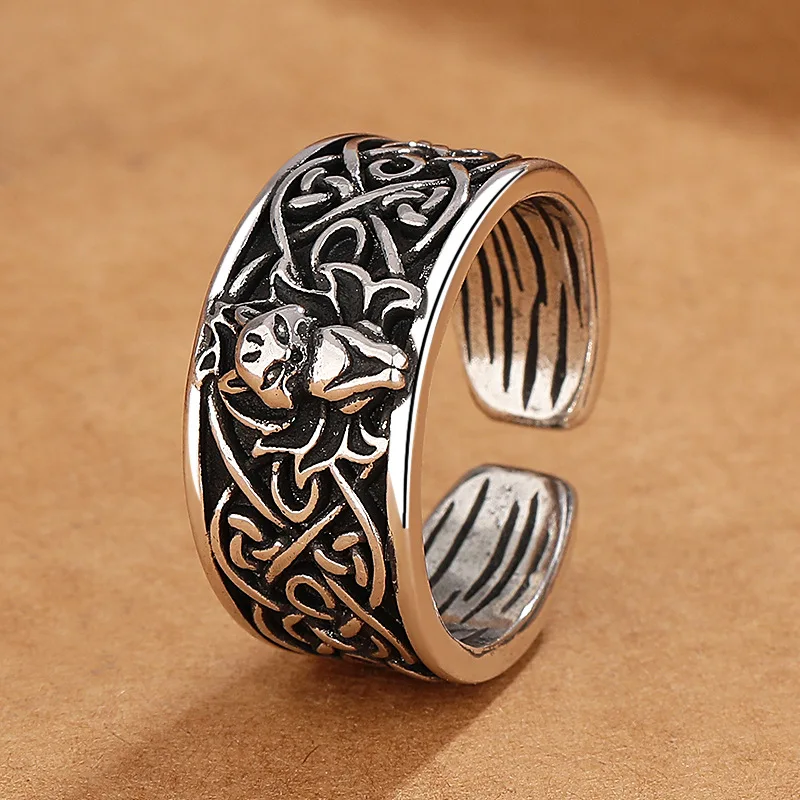 Fashion Personality Cartoon Nine-Tailed Fox Ring For Men And Women Thai Silver With Old Craftsmanship  Cold Style Simple Jewelry