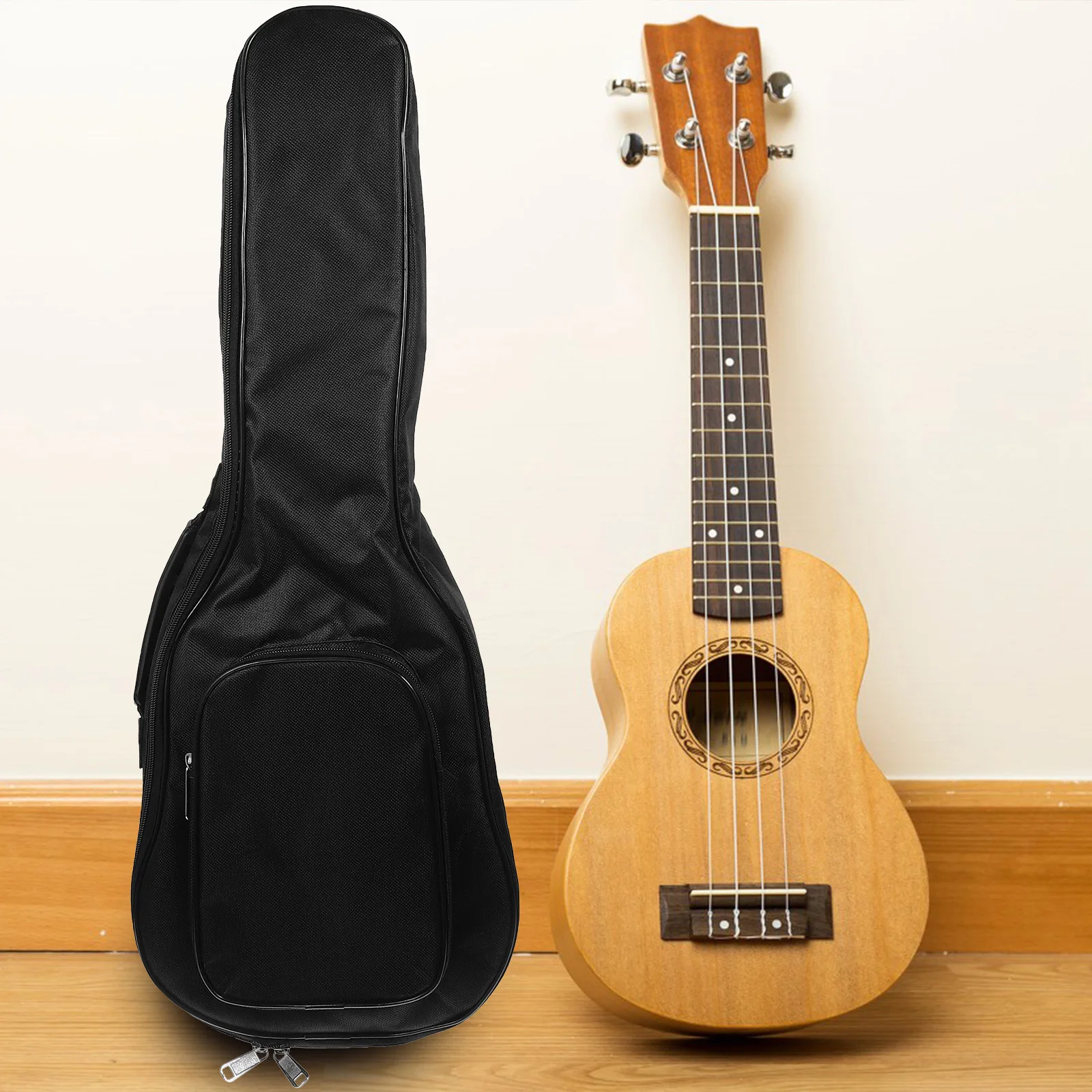 

1pc Ukulele Carry Bag Thickened Oxford Cloth Sponge Padded Backpack For 23 26 30 Inch Guitar Pouch With Pockets Travel Storage