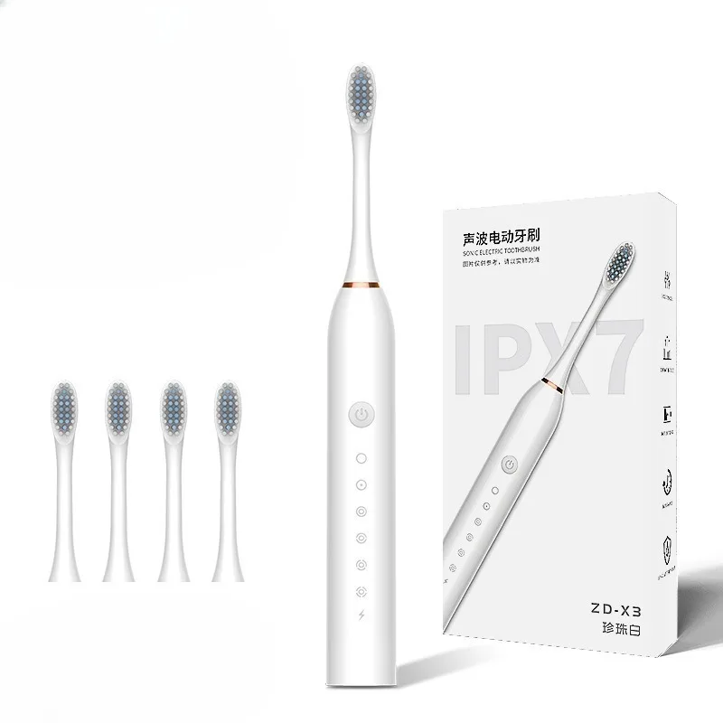 

Rechargeable Sonic Toothbrush Couple Set Auto Cleaning Soft Bristles 5 Vibration Modes 90 Day Battery IPX7