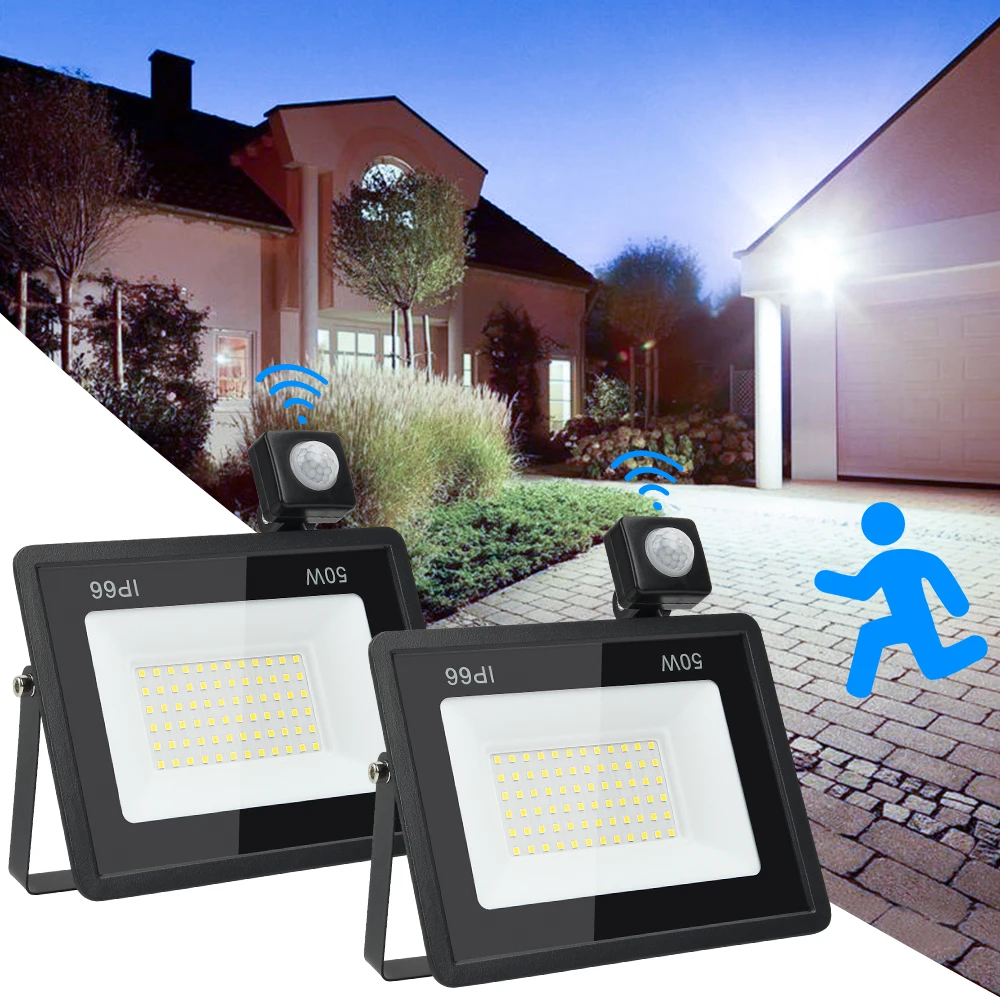 LED Flutlicht PIR Motion Sensor Licht 50W Kalt Weiß Outdoor LED Strahler Wasserdichte Outdoor Projektor Für Garten Hinterhof gar