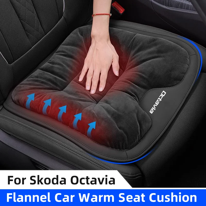 3D Flannel Car Seat Cover For Skoda Octavia 2 3 RS VRS Tour A7 A5 Emblem Roomster Winter Warm Seat Cushion Auto Chair Seat Pad