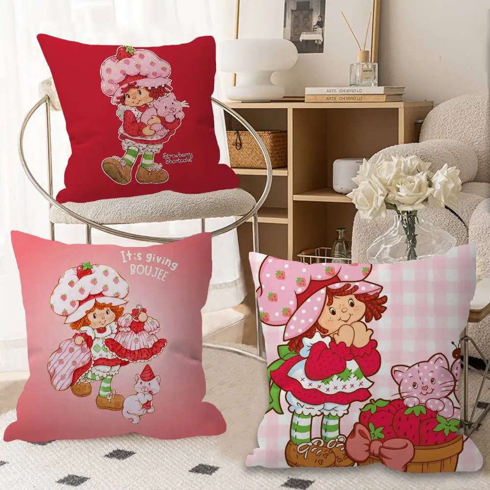 Cartoon Strawberry S-Shortcake cute Pillow Cushion Cover Pillowcase Living Room Sofa Home Decor Customized