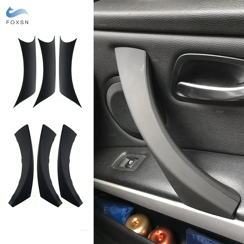 

For BMW 3 Series E90 E91 316 318 320 325 328i 6pcs LHD Car Door Handle Panel Pull Cover ABS Black Interior Accessories Decor