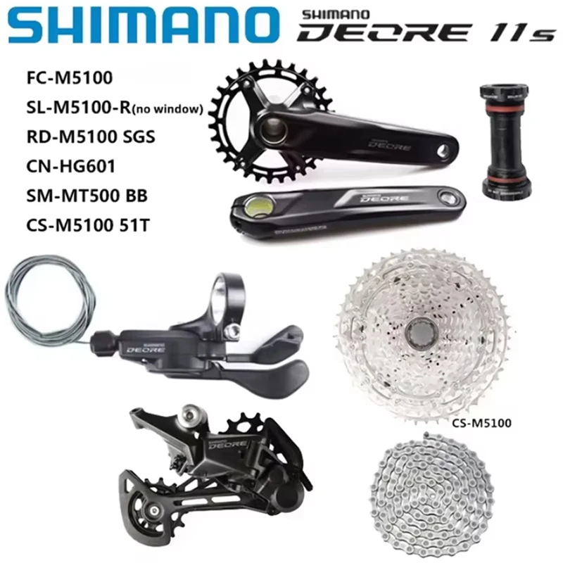 SHIMANO Deore M5100 Groepset 1x11S Speed Crankstel Versnellingshendel Crankstel 42T 51T Cassette Achterderailleur HG601 Originele MTB Set