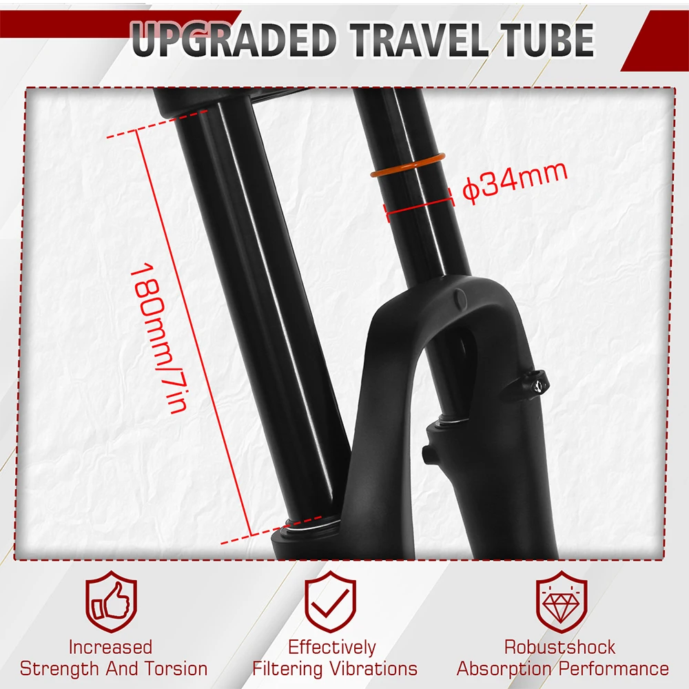 BUCKLOS E-Bike Luftfedergabel 26*4.0 26*5.0 Elektrofahrradgabel 9*135mm 15*150mm Schnee- und Strandfahrradgabeln MTB DH Gabeln für 4.0/5.0 Reifen – Detail 20