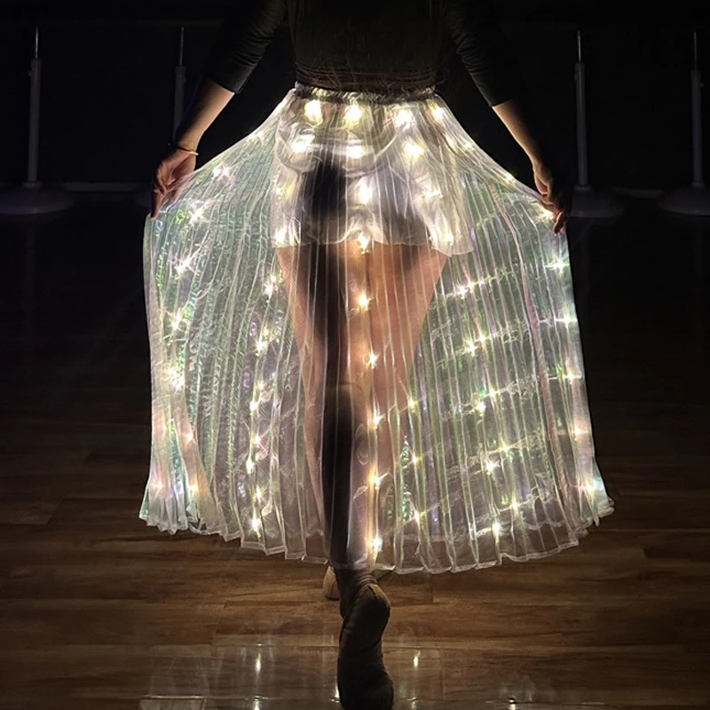 

Светящаяся юбка для женщин, длинная юбка-пачка со светодиодной подсветкой для девочек, светящаяся танцевальная одежда, одежда для рейва, костюм на Хэллоуин, платье для рождественской вечеринки