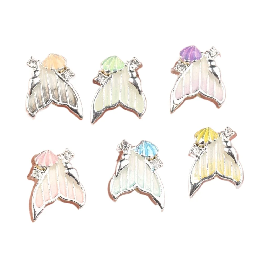 6pcs/lot 12*14MM Zinc Alloy Enamel RhinestoneFishtail Scattered Beads Pendant Charms DIY Necklace Bracelet Earrings Accessorie