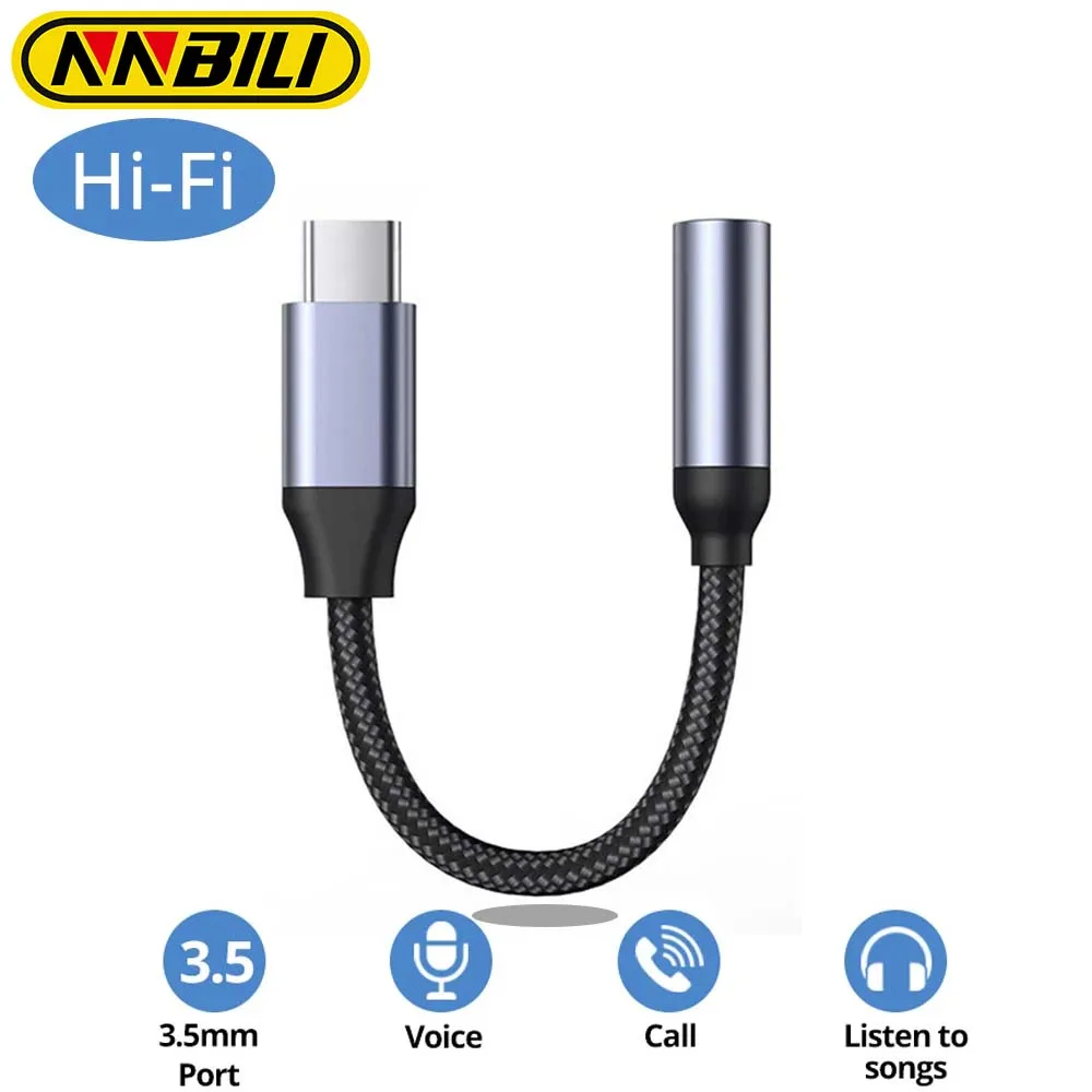 NNBILI USB Type C To 3.5mm Aux Adapter Type-c 3 5 Jack Audio Cable Earphone Cable Converter for Samsung Xiaomi POCO OPPO Redmi