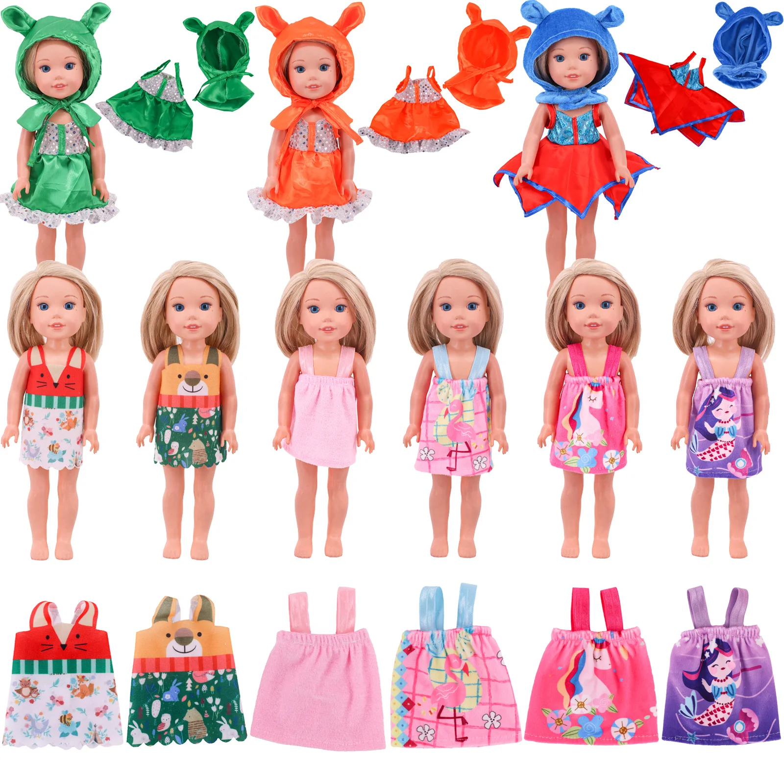 

New Doll Dress Fashion Popular Hooded&Suspender Skirt For 14.5Inch Wellie Wisher&Paola Reina Doll Clothes AccessoriesGirl's Gift