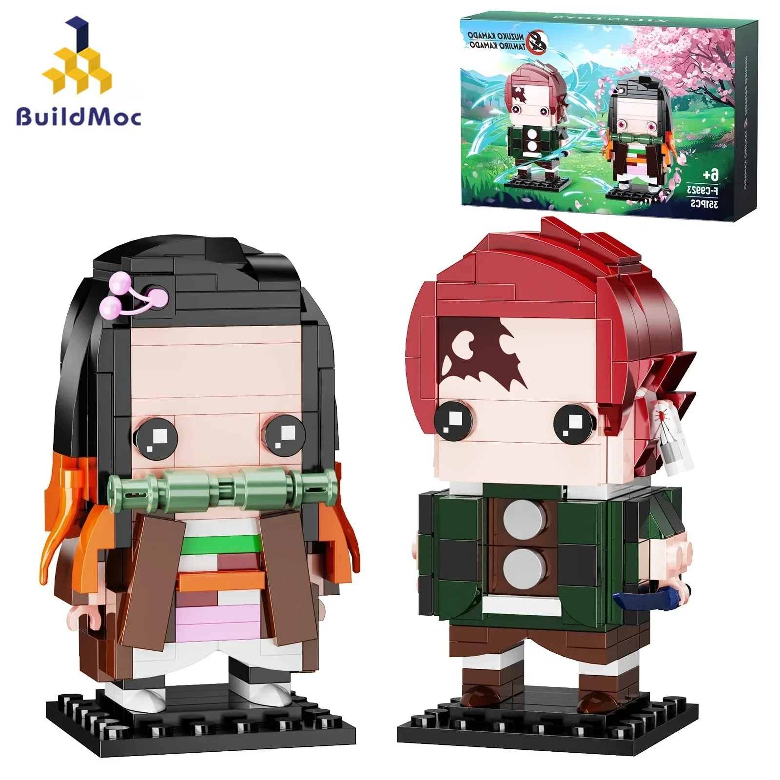 BZB Anime Figures Tanjiro Nezuko Brickheadz Model Kit Building Block From Demoned Slayers Animem  Gifts  Kids Toys