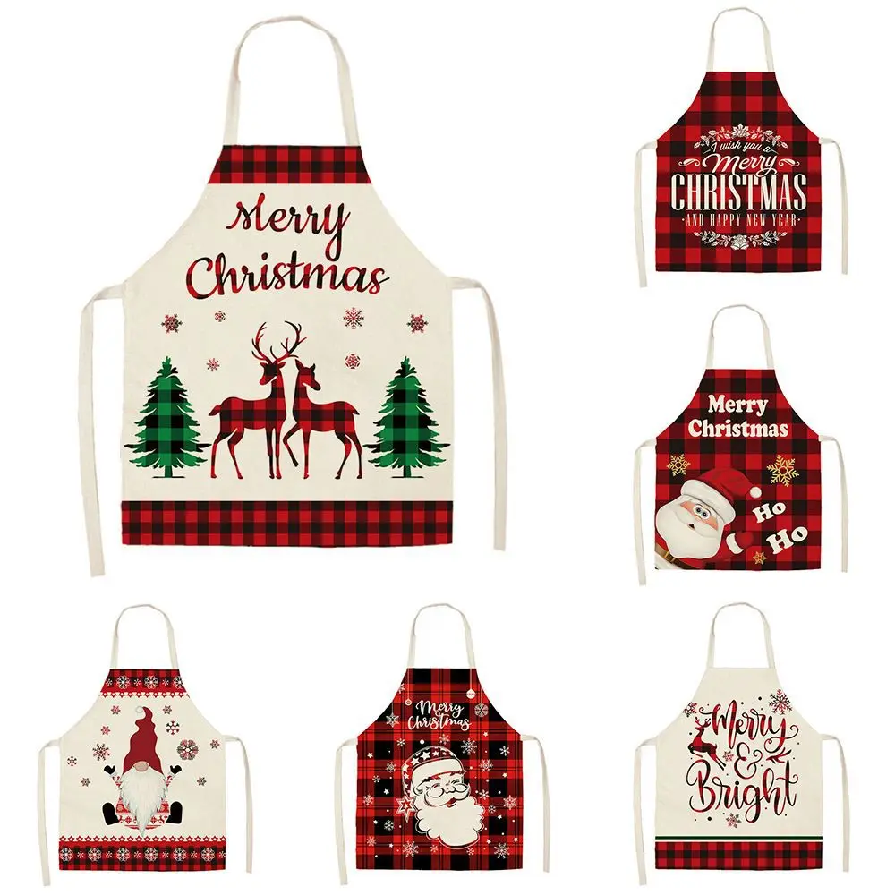 Christmas decoration apron anti-fouling and oil-proof cotton  linen  kitchen restaurant cooking baking bib