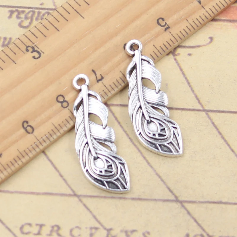 10 sztuk Charms Phoenix Feather 29x10mm tybetański srebrny kolor wisiorki antyczne tworzenie biżuterii DIY Handmade Craft