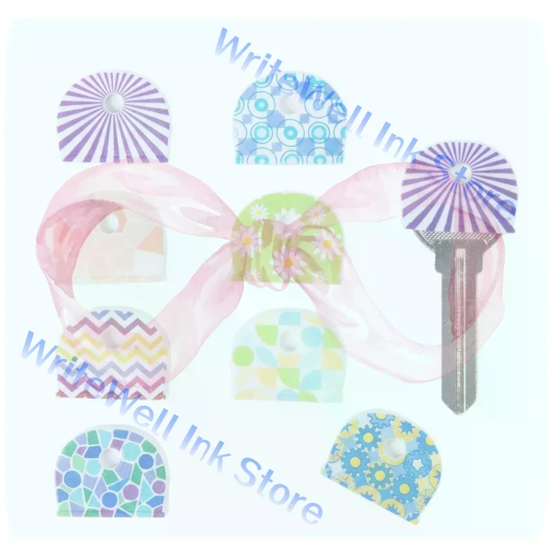 6Pcs Silicone Key Identifier,Round Flower Line Pattern,Non Slip Key Protective Cover,Durable Key Chain Accessory For Household