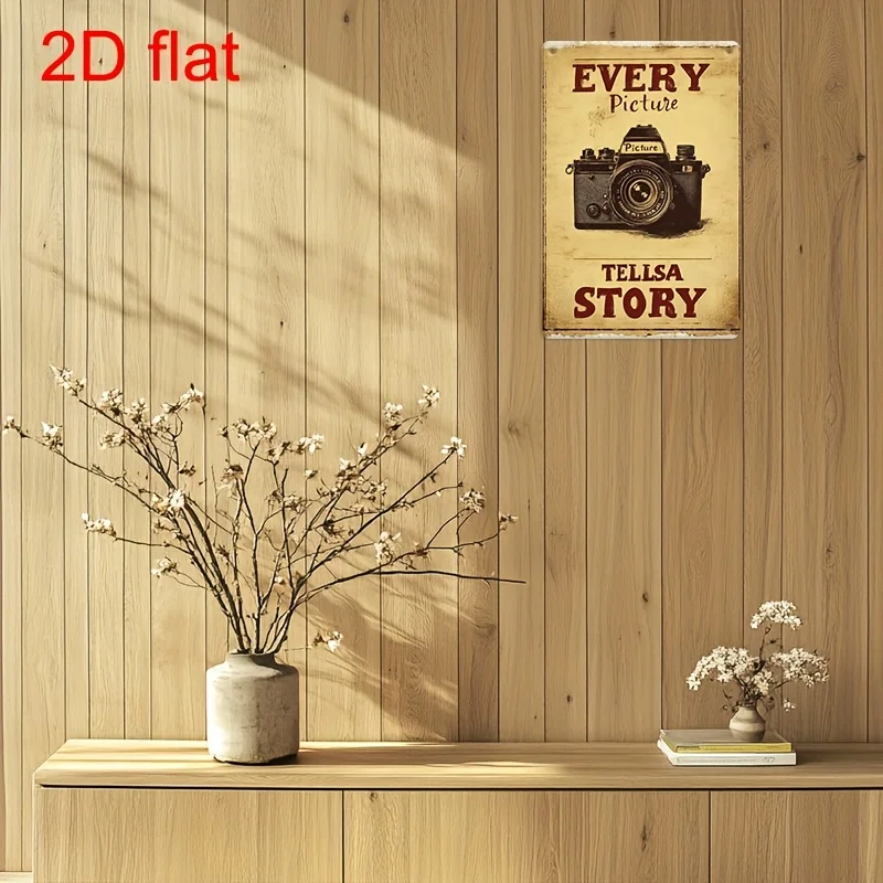 Vintage Camera Metal Wall Sign with 