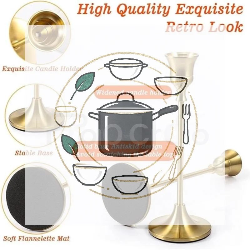 3PCS Metal Candle Holder Simple Candlestick For Wedding Party Candlelight Dinner