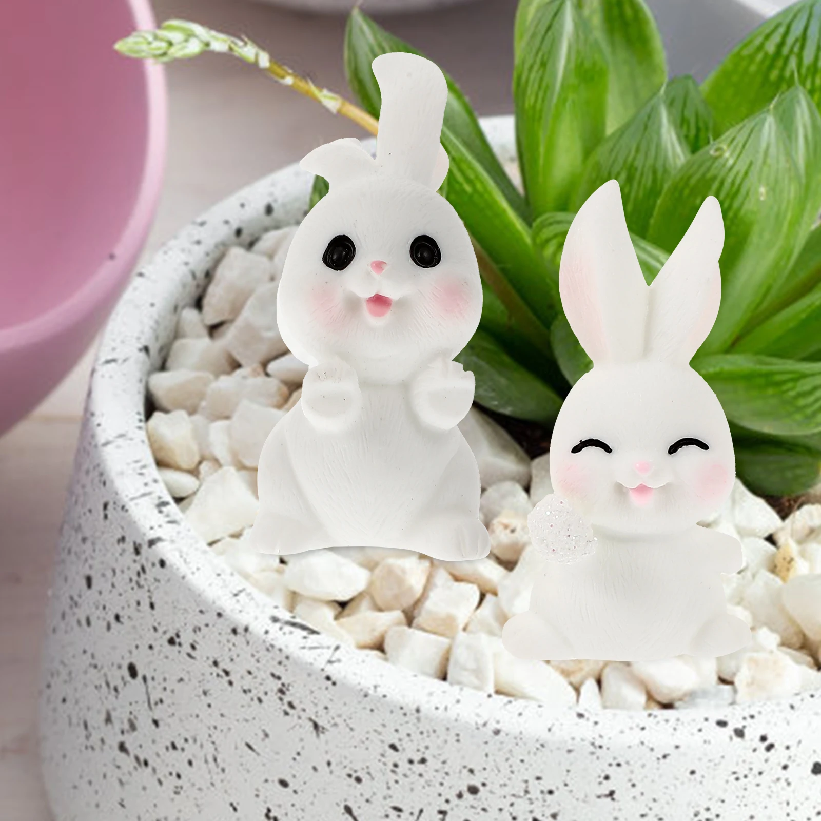 

Micro L naments Resin Bunny Statue Mini Animal Figurines Small Toys Garden Decor Easter Gifts Desktop Accessories Creative
