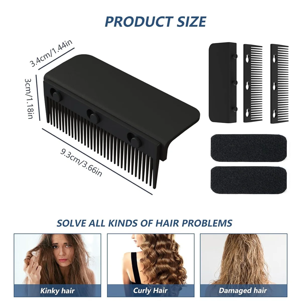 Flat Iron Comb Attachment Clip On, Grip Comb for Flat Iron, Flat Iron Hair Straightener Comb, for Flat Iron Black