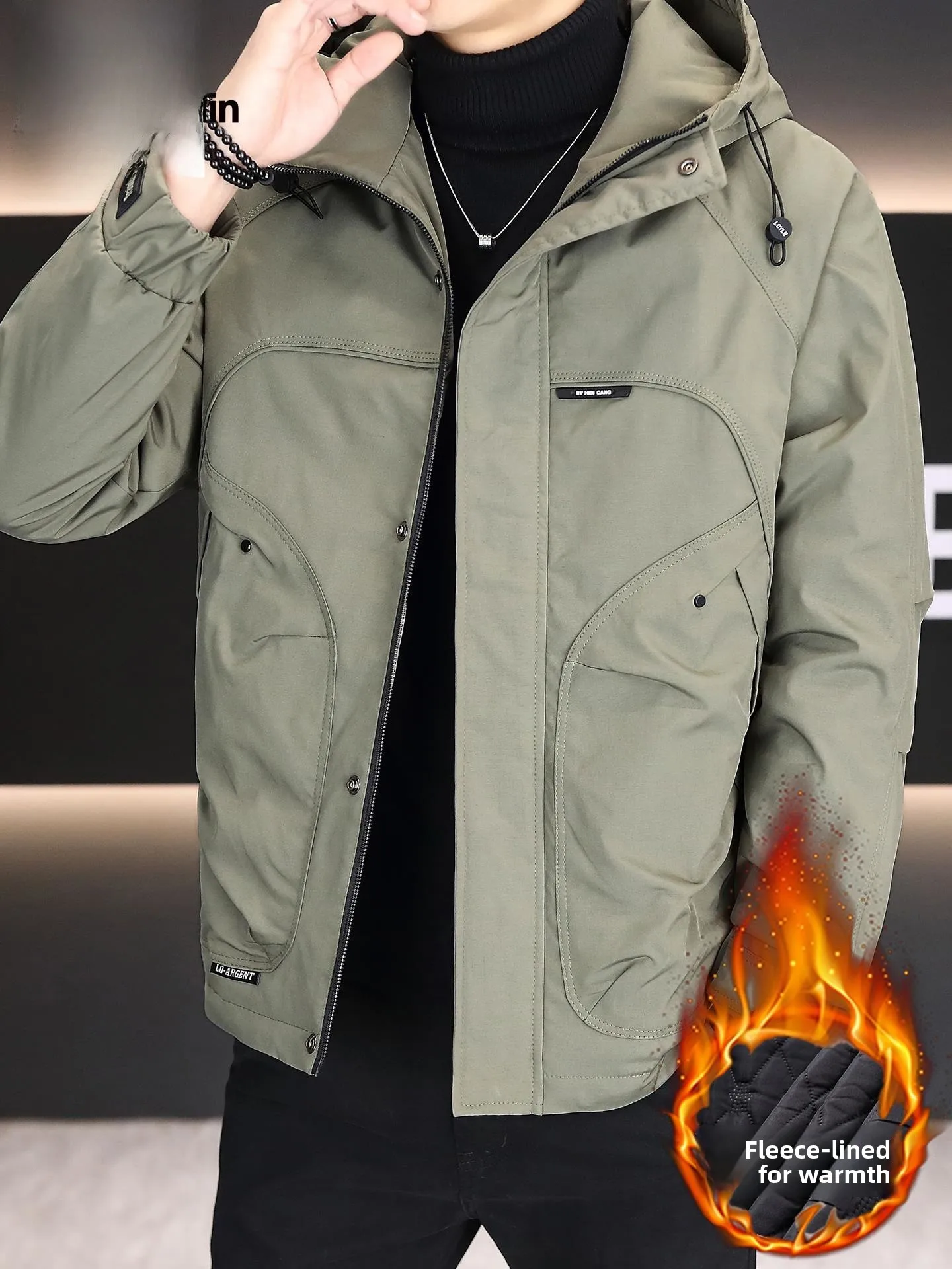 

Pierre Cardin Мужская осенне-зимняя хлопковая куртка с капюшоном, защита от холода, теплая высококачественная рабочая одежда из полиэфирного волокна, обычная длина