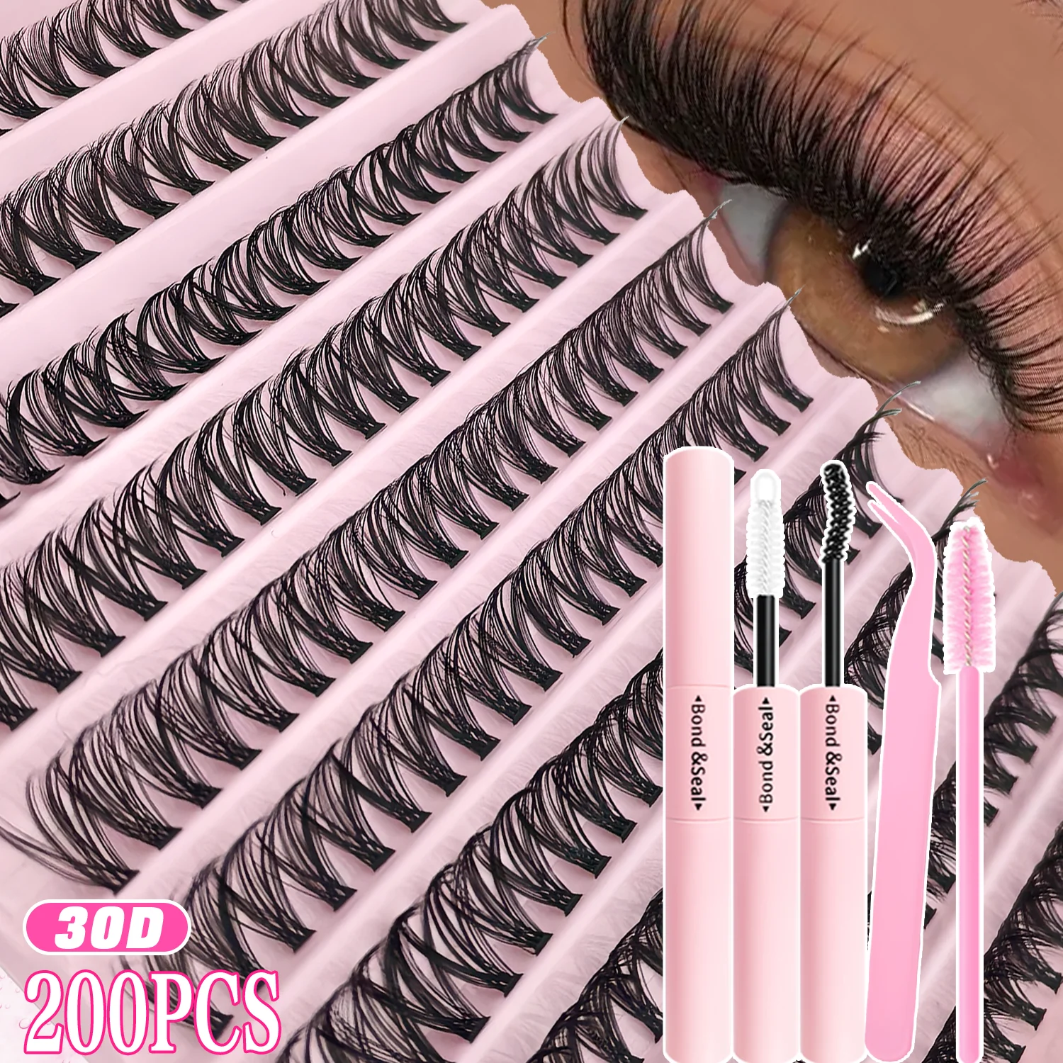 300-teiliges Wimpern-Cluster-Set: 3 Stile Manga Spike 40D Wispy Fairy Einzelwimpern, C-Curl 10-18mm mit Kleber & Versiegelung für Make-up – Detail 7