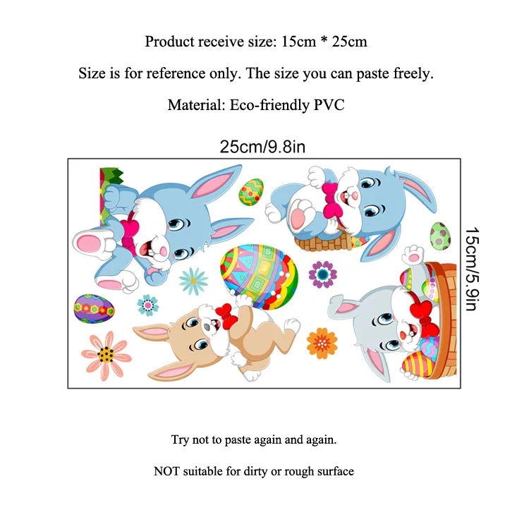 Cartoon Osterhase Schalteraufkleber Kinderzimmer Dekoration Wandtattoos Schlafzimmer Selbstklebende Heimdekoration Tapete Niedliche Tier-Wandmalerei – Detail 1