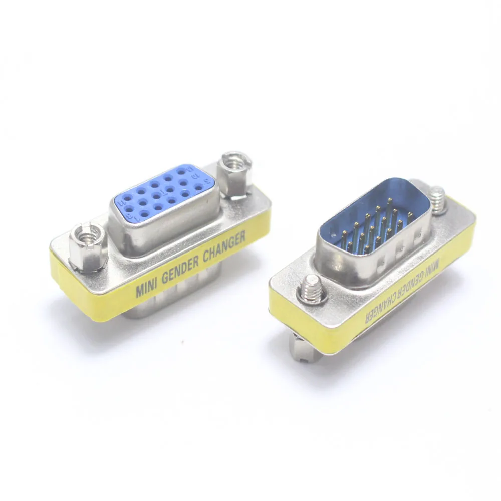 1pcs VGA 15 Pin Male Plug to Female jack Gender Changer Conversion Adapter HD15 Computer Monitor Video Connector