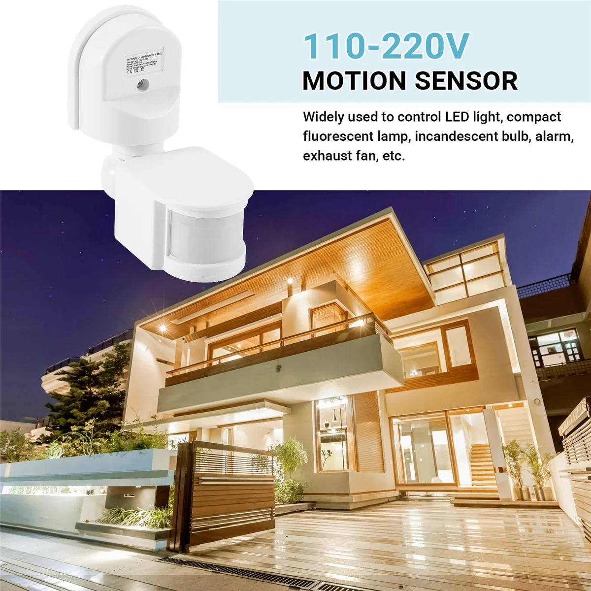 Infrared Motion Sensor AC110V-240V Adjustable Sensor Switch for PIR Body Motion Sensors for Multiple Scenarios (White)