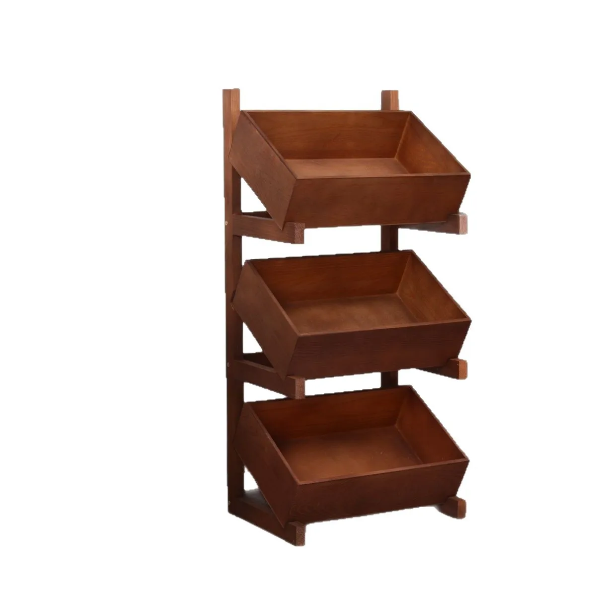 Solid wood three-layer rack floor-to-ceiling kitchen multi-layer sundries household storage vegetable living room bedroom rack