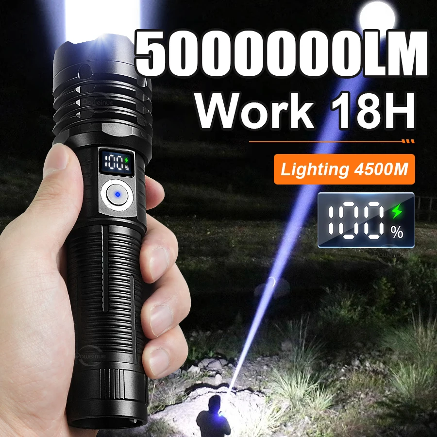 最も強力な懐中電灯-5000000lm-ポータブル充電式-led-ランプズーム可能なランタン防水トーチ屋外釣りキャンプ用