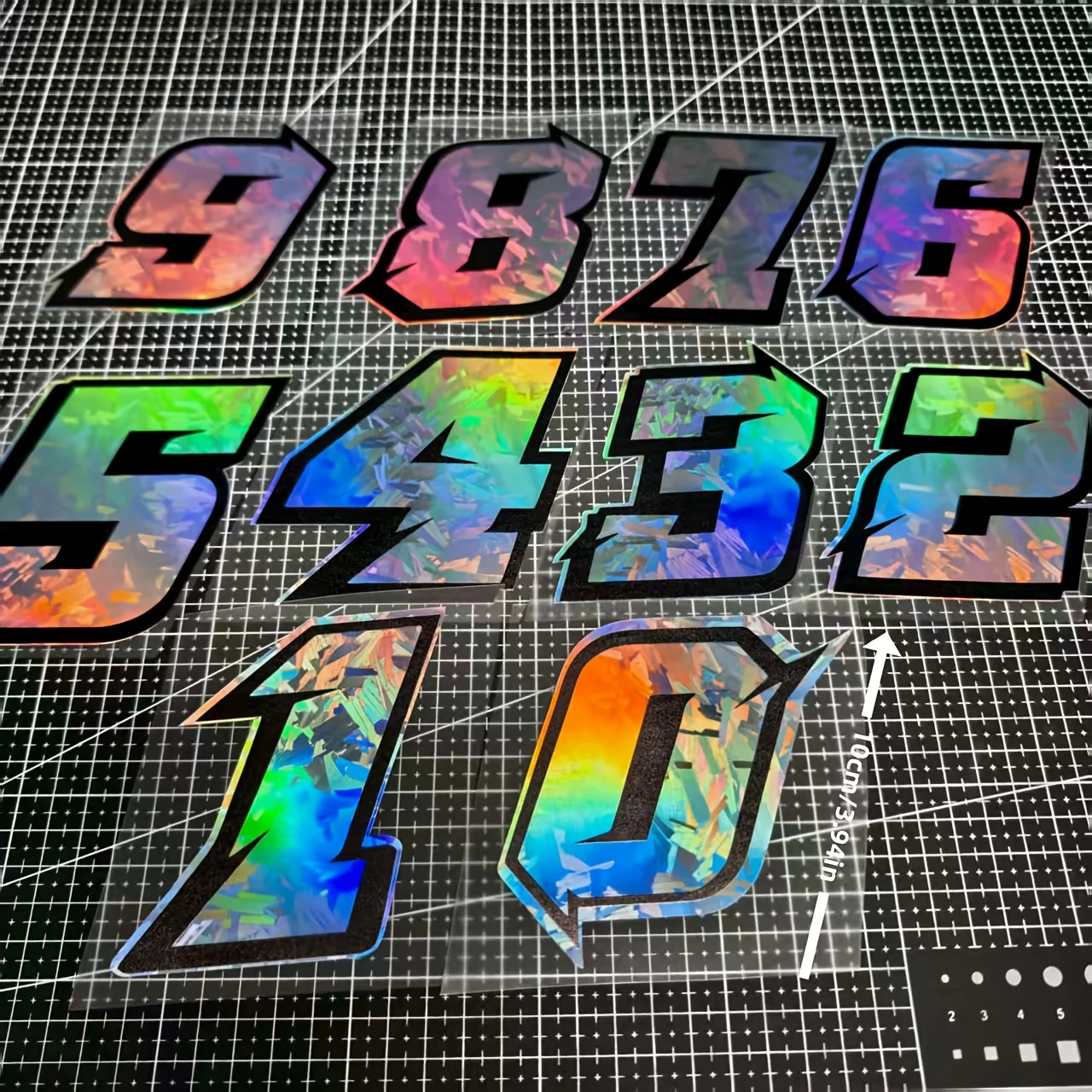 1Pc 0-9 Holographic Laser Racing Number Waterproof Vinyl Stickers Decals For Motorcycle Helmet Car Decor