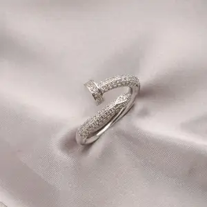 14k echte Goldbeschichtung AAA Zirkon Simples Schlange in Form von Nagel Open Ring Elegante Frauen Frauen Arbeitstag Ring Party Schmuck Schmuck 12 Hauptverkaufssohle für Taco - №3