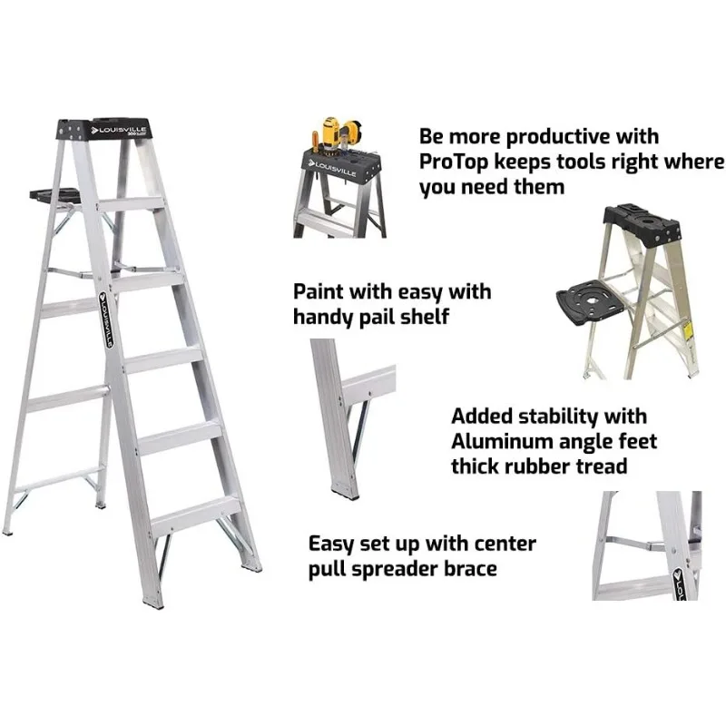 Louisville Ladder 8-Foot Aluminum Step Ladder, 300-Pound Load Capacity, Type IA, AS3008