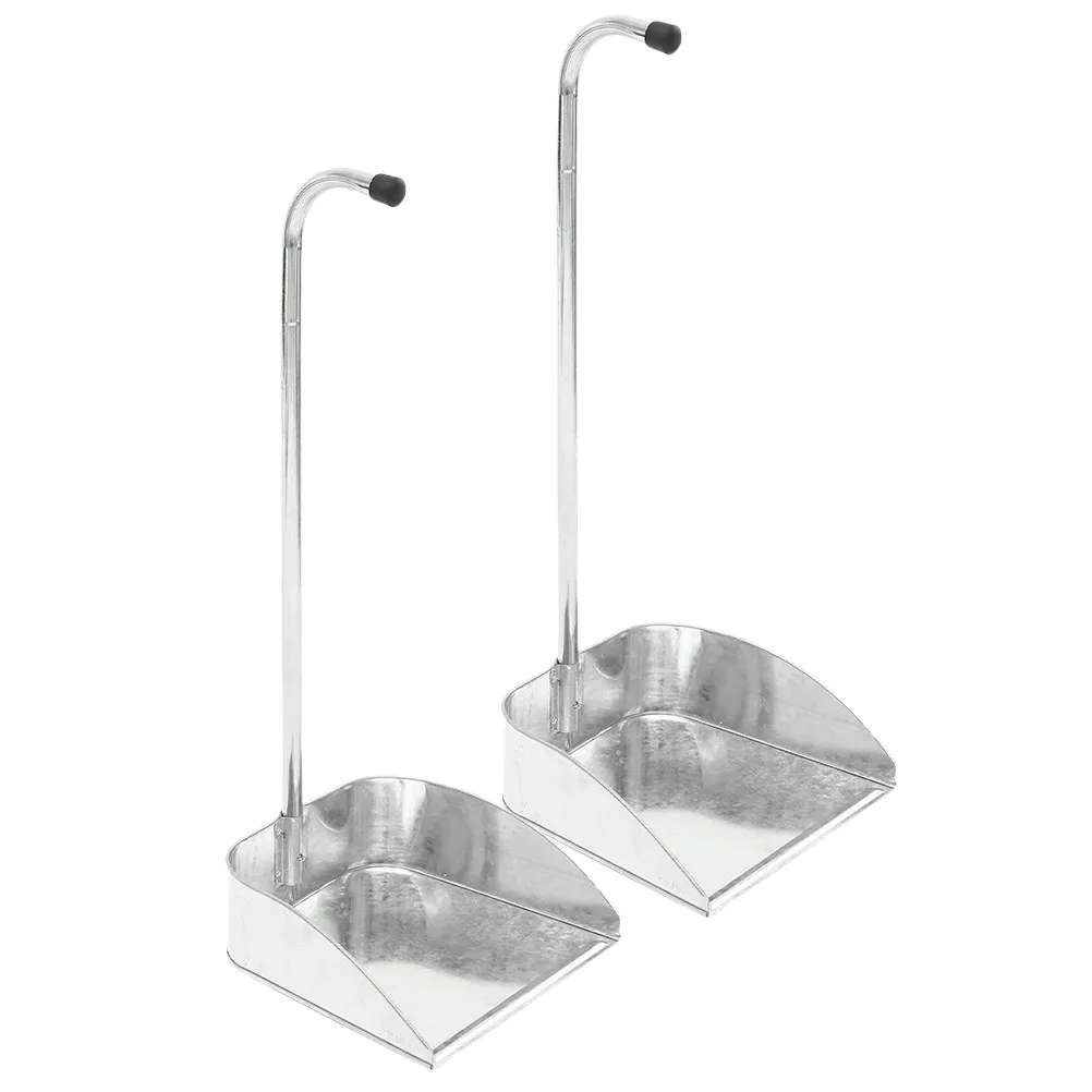 

2Pcs Iron Dustpan Long Handle Garbage Shovel Rustless Metal Dust Pan Home Kitchen Office Cleaning Supplies Polished Smooth Edge