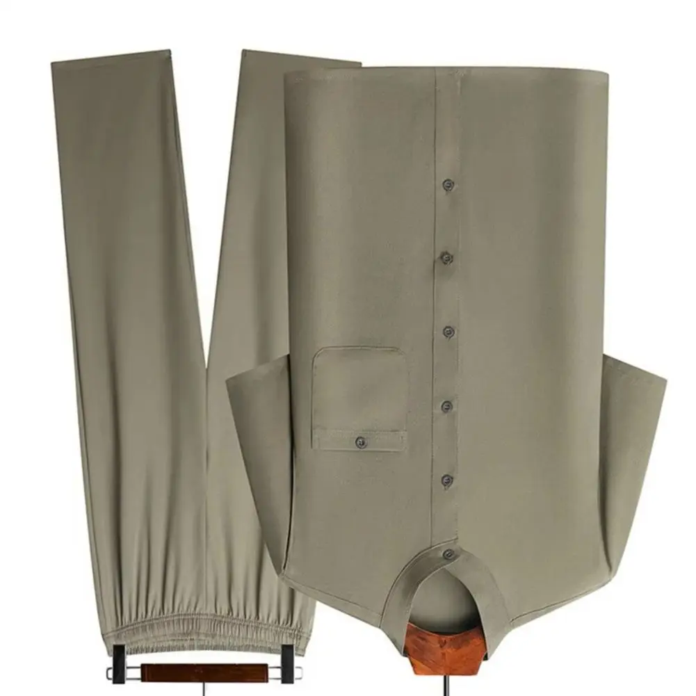 

2025 Men Suit Comfortable Breathable Suit for Men Men's Casual 2-piece Suit Set with Stand Collar Shirt Elastic for Leisure