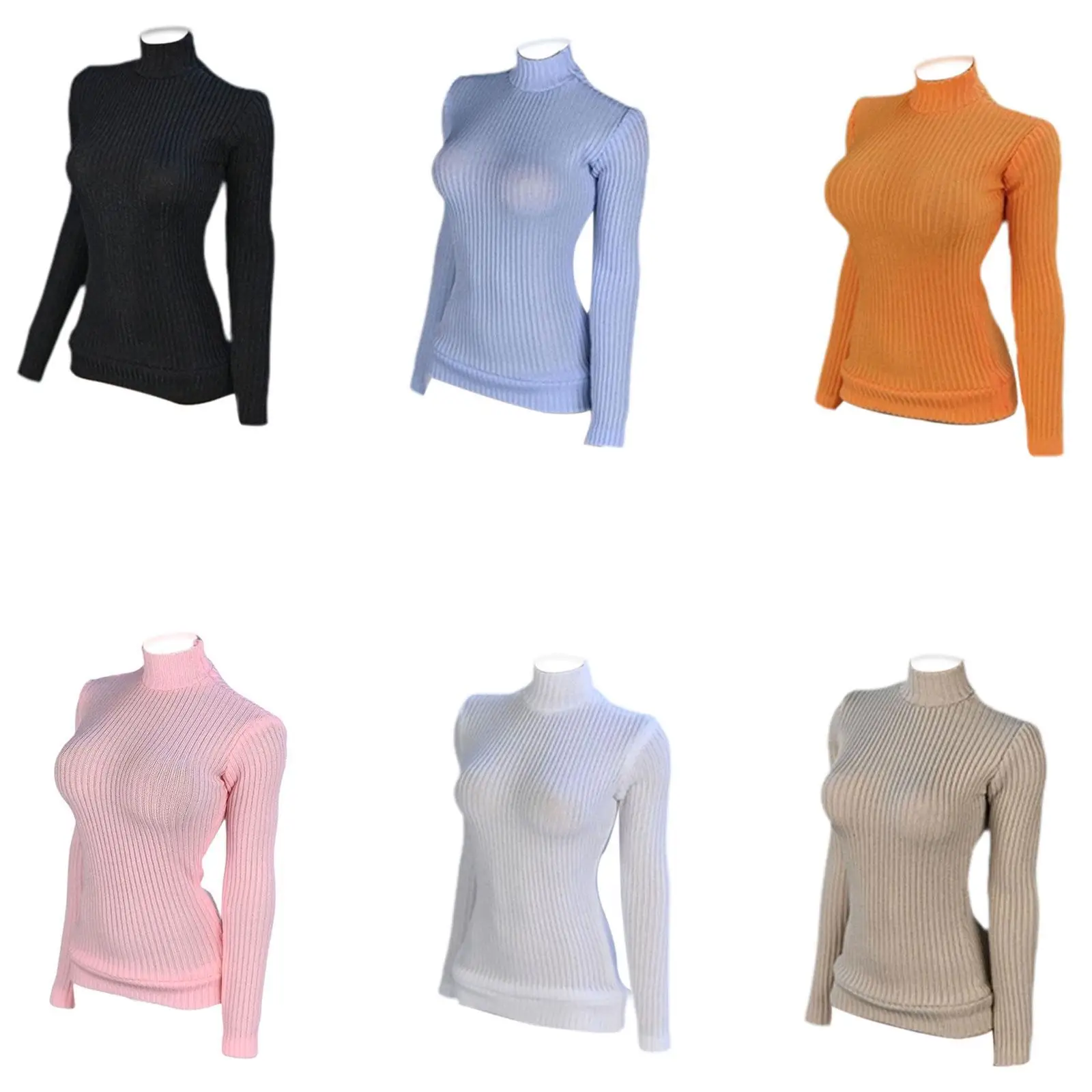 

1/6 Scale Miniature Long Sleeve Shirt Female Doll Out Slim Elastic Top Out Costume for 12 inch Action Figures Body Accs